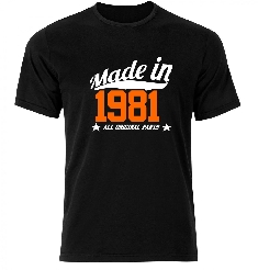 Koszulka czarna męska Made in 1981 na urodziny